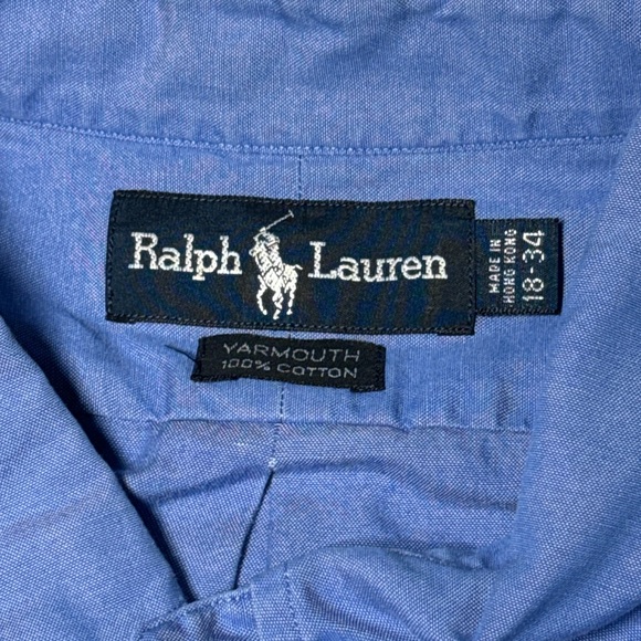 RALPH LAUREN Button Down Long Sleeve Oxford Yarmouth Shirt Blue‎ Adult 18-34 - Picture 3 of 6